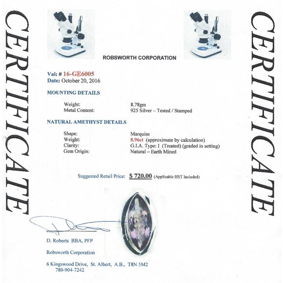 .925 Sterling Silver Natural Amethyst Solitaire Marquise Ring Size 7.5 $720 - Picture 5 of 7
